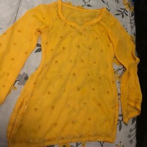 Indian Yellow Embroidered Blouse